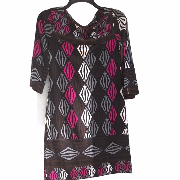 DVF size 0 vintage silk retro print shift dress - Picture 2 of 11